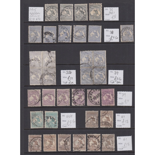 371 - STAMPS AUSTRALIA : Used selection of Kangaroo and GV head issues, all identified by SG numbers and h... 