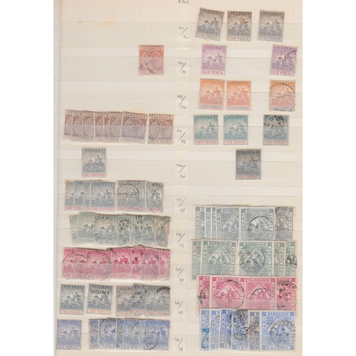 396 - STAMPS BARBADOS : Mint and used collection on stock book pages 1850's to 1950's High Cat Value good ... 