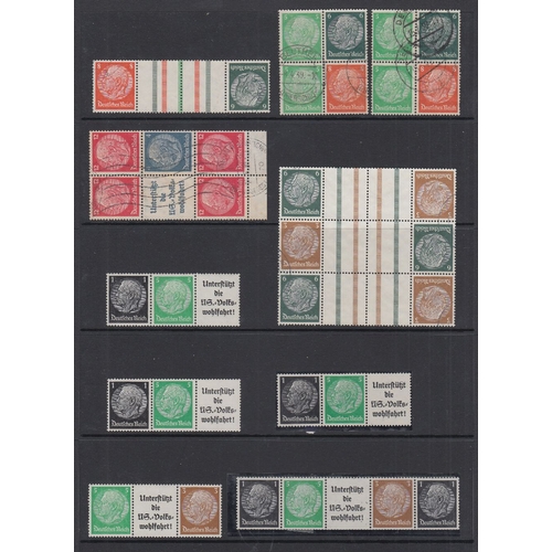 491 - STAMPS GERMANY Hindenburg definitive issues in booklet stamp combinations, U/M, M/M and used example... 