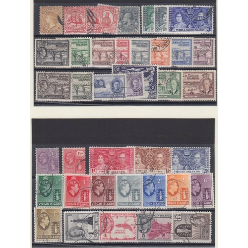 99 - STAMPS : British Commonwealth, West Indies issues used QV - GVI on pages, values to £1, Leeward, Mon... 