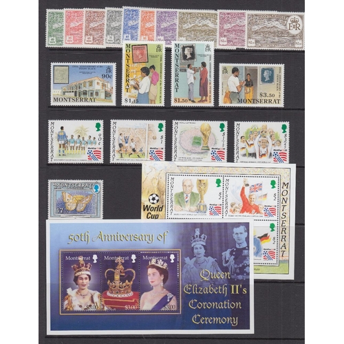 554 - STAMPS MONTSERRAT Unmounted mint selection of QEII on stock pages , including sets and minisheets