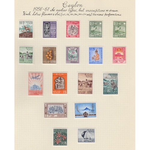 422 - 1STAMPS CEYLON 1937 to 1965 mint collection on thirteen album pages, with a selection of George VI 1... 