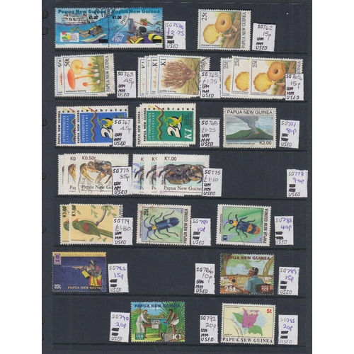 565 - STAMPS PAPUA Mint and used stock in binder, ex dealers, some useful sets and singles