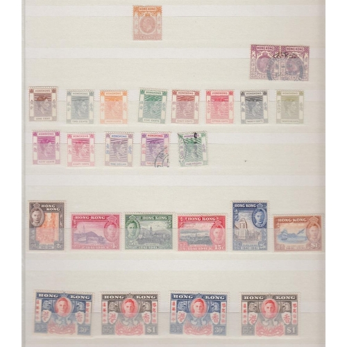 57 - STAMPS : BRITISH COMMONWEALTH, red stock book mint and used, noted New Guinea used airmails to 1/-, ... 