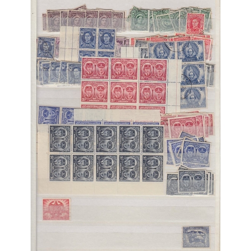 375 - STAMPS AUSTRALIA : Mint and used accumulation in 64 page stockbook including mint blocks etc (100's)