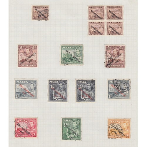 553 - STAMPS MALTA Mint and used collection QV to 1973 values to 5/-, 10/- and £1