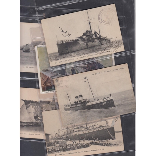 185 - POSTCARDS : SHIPS, SUBMARINES, TRAMS etc. A range of 108 mint or used early postcards, mostly French... 