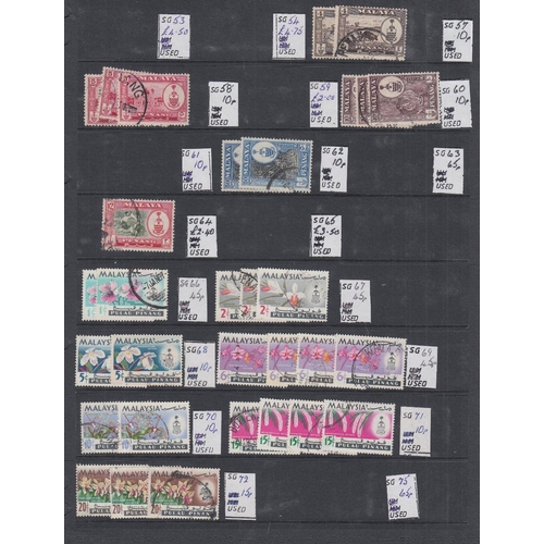 541 - STAMPS MALAYA Dealer used stock of Malaya, early to modern 100's