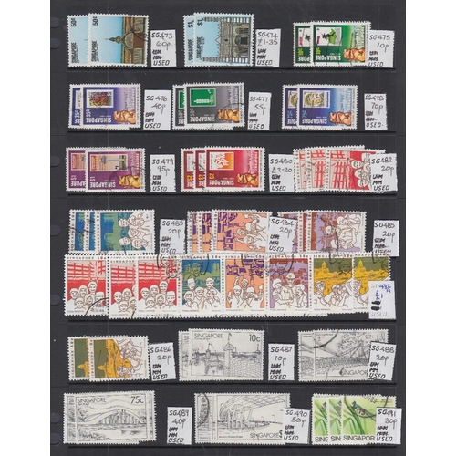 577 - STAMPS SINGAPORE Dealers stock of fine used GVI to 1996 100's of stamps