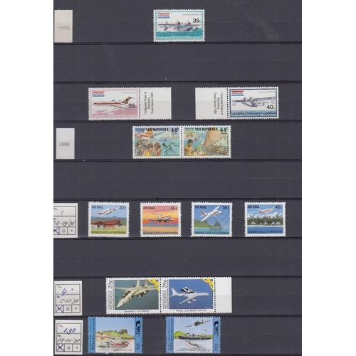 602 - STAMPS AIRCRAFT, an album with U/M sets and singles, with a few miniature sheets. Mostly from Britis... 