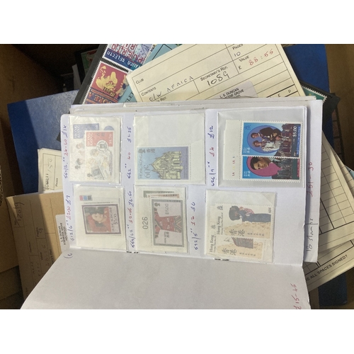 66 - STAMPS : BRITISH COMMONWEALTH, box with five stockbooks, old approval books, loose & covers. Plenty ... 