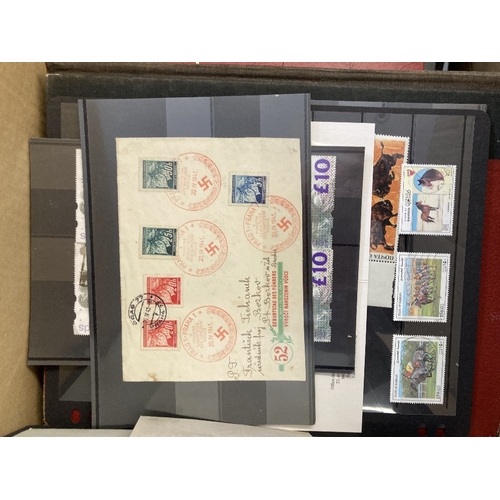 107 - STAMPS : FOREIGN, stockbooks, stockcards & covers etc in a box. Many countries represented with mint... 