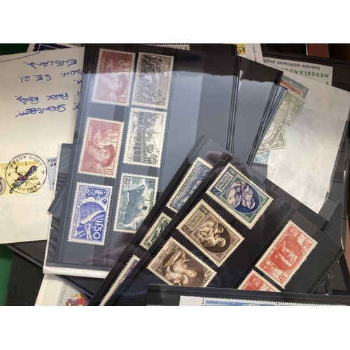 107 - STAMPS : FOREIGN, stockbooks, stockcards & covers etc in a box. Many countries represented with mint... 