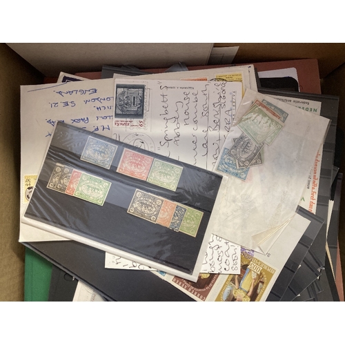 107 - STAMPS : FOREIGN, stockbooks, stockcards & covers etc in a box. Many countries represented with mint... 