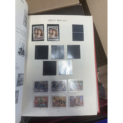 147 - CHARITY STAMPS : Eleven albums, with World stamps mainly boxed spring-back albums, being sold on beh... 