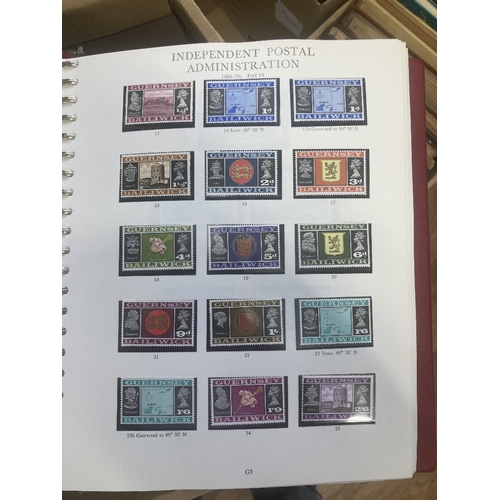 350 - STAMPS CHANNEL ISLANDS Box with four printed albums with U/M issues Jersey and Guernsey with a selec... 