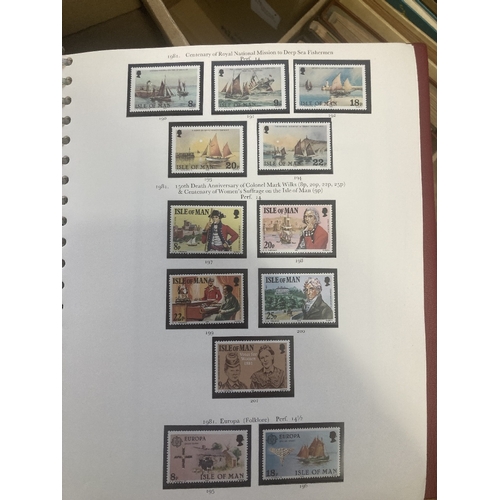 350 - STAMPS CHANNEL ISLANDS Box with four printed albums with U/M issues Jersey and Guernsey with a selec... 