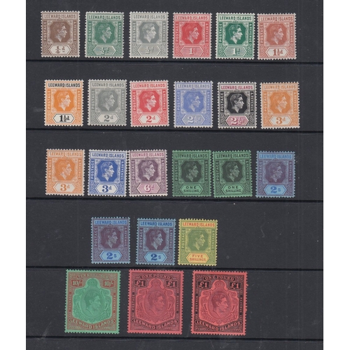 538 - STAMPS LEEWARD 1938 mounted mint set to £1 including shades. Two shades of 1/- and £1, three shades ... 