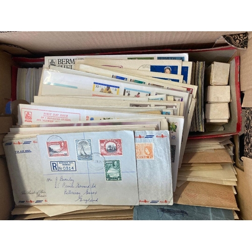 72 - STAMPS : Mixed box of old approval books and album pages, mixed condition but some finds still to be... 