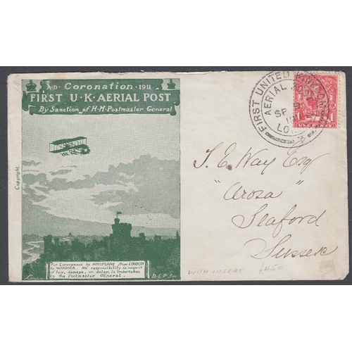 150 - STAMPS AIRMAIL Collection of 1911 Aerial Post covers and cards including various colour envelopes, E... 