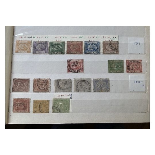 49 - STAMPS : MIDDLE EAST, box with mint & used in six stockbooks. Includes Iran, Iraq, Jordan, Saudi, Ku... 