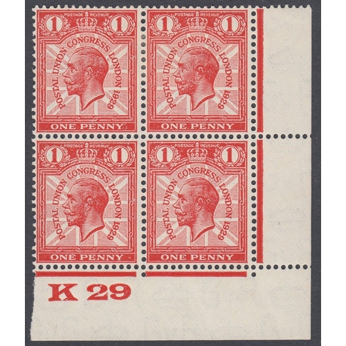 353 - STAMPS GREAT BRITAIN 1929 1d Scarlet mounted mint K29 block of four 