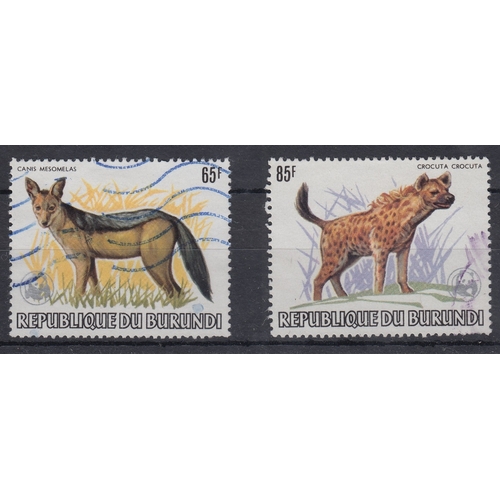 444 - STAMPS BURUNDI 1983 Animals WWF 65f Jackal and 85f Hyena commercially used STC £430