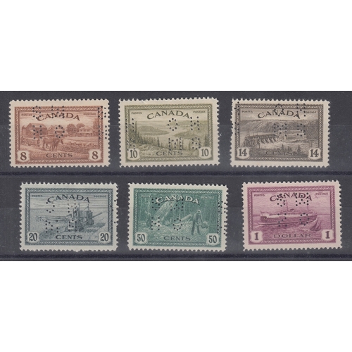 453 - STAMPS CANADA OFFICIALS, 1946 Peace Re-conversion set of six with 'OHMS' perfins, lightly M/M, SG O1... 