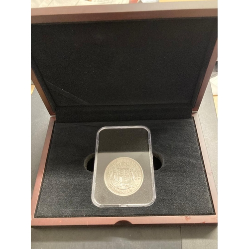 6 - COINS : 1937 Boxed Silver Crown in EF condition slabbed in display box