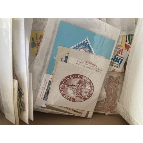 137 - Box with a world accumulation of advertising labels, fiscal stamps, cinderella items, exhibition lab... 