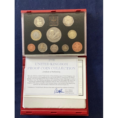 15 - COINS : 1998 Delux UK Proof coin set with Prince of Wales £5 and EEC 50p