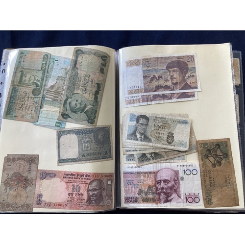 28 - BANK NOTES : Album of World bank notes in used condition, India, Belgium, Hong Kong, Canada etc