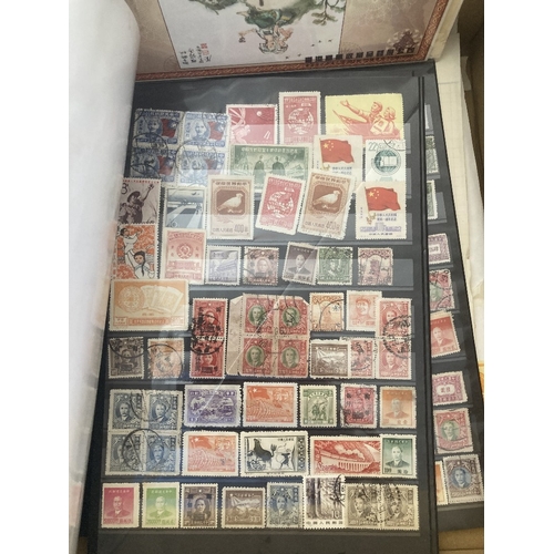 459 - STAMPS CHINA Box with various old album pages, covers and loose stamps 100's