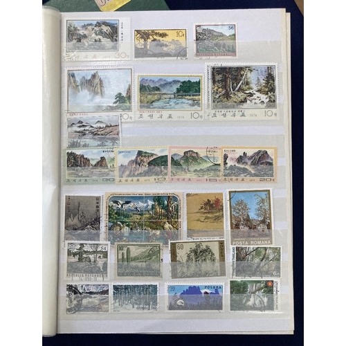 135 - STAMPS Three thematic stock books, Landscapes, Bridges, Nature, Windmills, Lighthouses