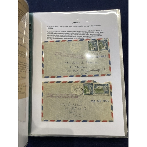 157 - STAMPS LOTTERY, a fine collection in two binders on the history of Lotteries in the post, with pre-s... 