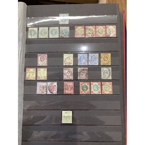 52 - STAMPS : Mixed box of Commonwealth and GB in albums, album pages and stock cards, good value lot and... 