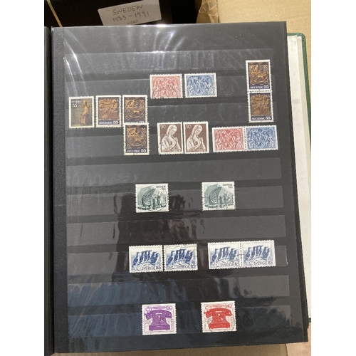 81 - STAMPS : Mixed box of stamp albums, Spain, Sweden, Switzerland, 1950's to 2000 period