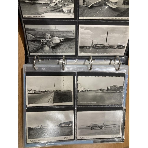 20 - Album of transport postcards with planes, buses, trams, fire engines, zeppelin etc  (approx 180 card... 