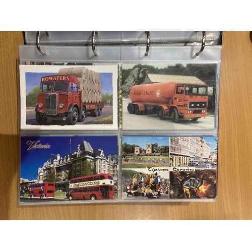 20 - Album of transport postcards with planes, buses, trams, fire engines, zeppelin etc  (approx 180 card... 