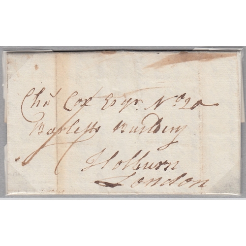 103 - POSTAL HISTORY : 1796 entire from a soldier on board HMS Juste to his Banker pleading poverty ! , tr... 