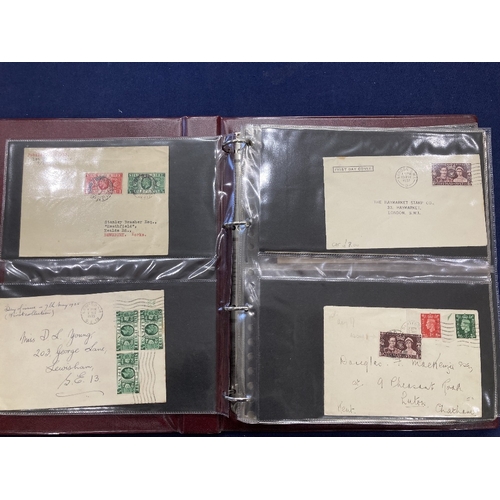 309 - STAMPS Album of early covers GV to early QEII, mainly plain covers but some better ones spotted incl... 