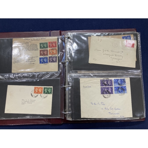 309 - STAMPS Album of early covers GV to early QEII, mainly plain covers but some better ones spotted incl... 