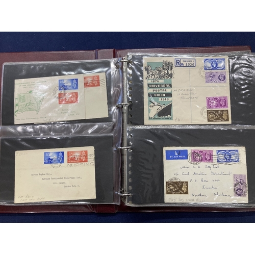 309 - STAMPS Album of early covers GV to early QEII, mainly plain covers but some better ones spotted incl... 