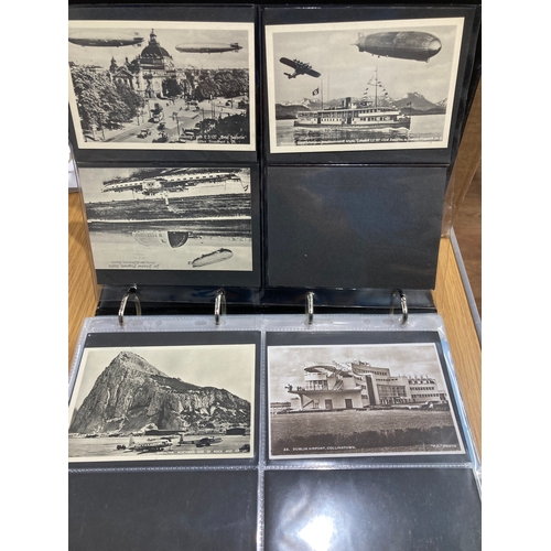 20 - Album of transport postcards with planes, buses, trams, fire engines, zeppelin etc  (approx 180 card... 