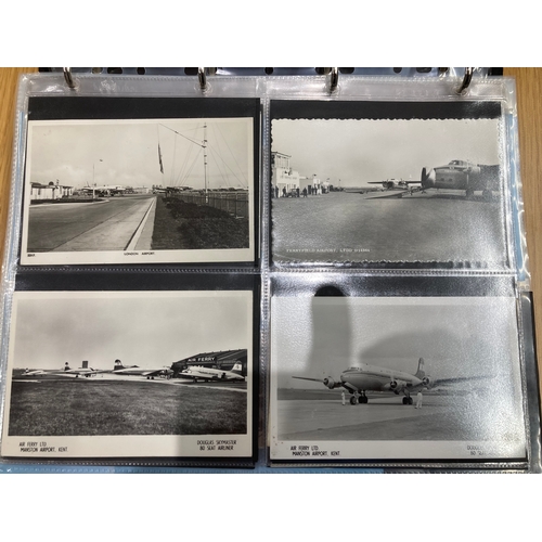 20 - Album of transport postcards with planes, buses, trams, fire engines, zeppelin etc  (approx 180 card... 