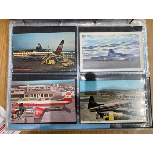 20 - Album of transport postcards with planes, buses, trams, fire engines, zeppelin etc  (approx 180 card... 