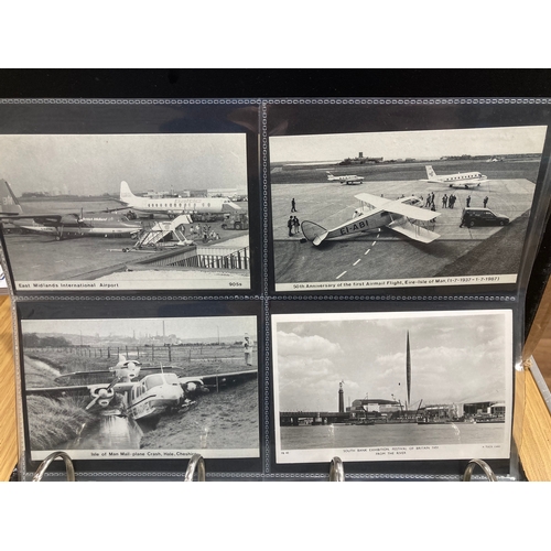 20 - Album of transport postcards with planes, buses, trams, fire engines, zeppelin etc  (approx 180 card... 