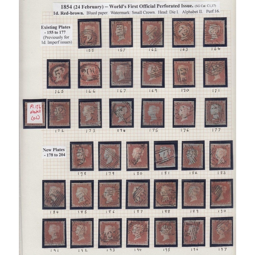 112 - Line Engraved collection in Plymouth album, 41 Plated Penny Blacks (generally mixed condition), nume... 