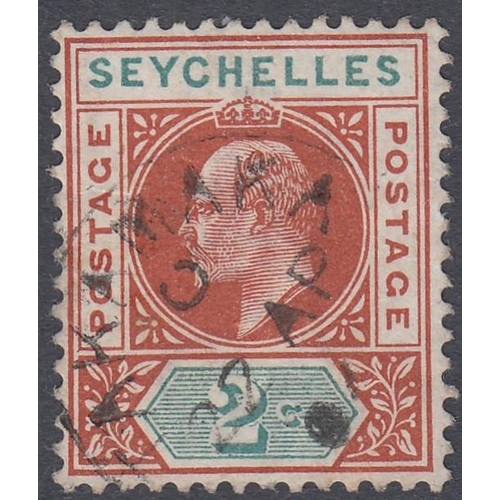 544 - STAMPS SEYCHELLES : 1903 2c Chestnut and Green very fine used TAKAMAKA with RPS Cert SG 46