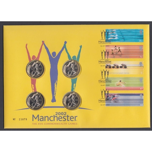 601 - COIN COVER 2002 Manchester Games Coin cover with four £2 coins SCARCE